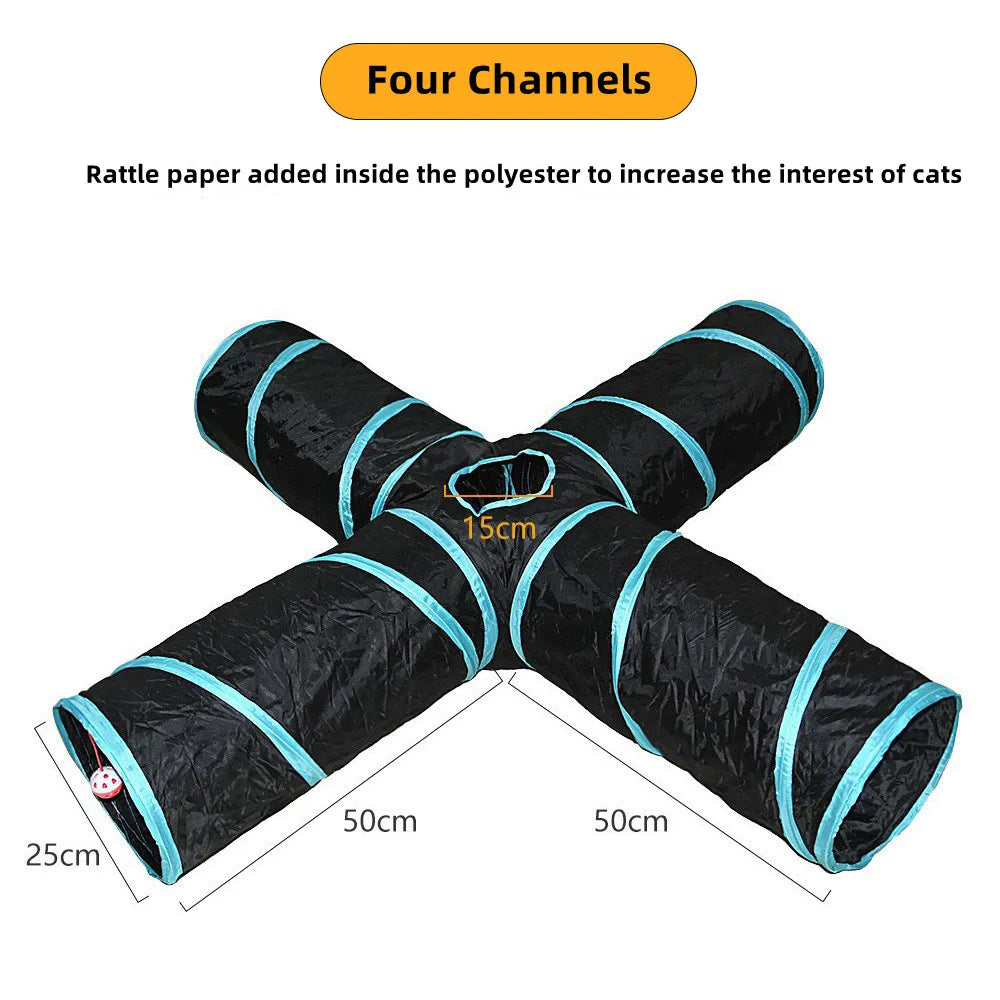 Cat Pass Play Tunnel Foldable Cat Toy Breathable Drill Barrel for Indoor loud paper