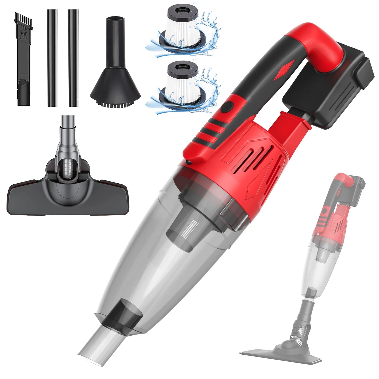 Cordless Vacuum Cleaner for Milwaukee 20V Battery Handheld Vacuum Cleaner Portable for Hard Floor Carpet Car Pet Hair No battery