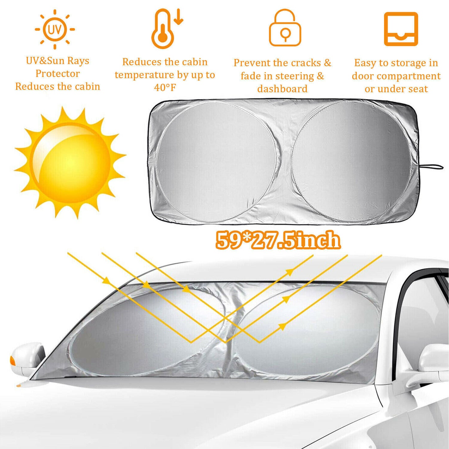 Foldable Car Front Rear Window Windshield Sun Shade Shield Cover Visor UV Block