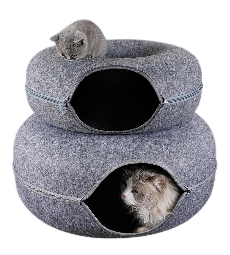 Donut Cat Bed Pet Cat Tunnel Interactive Game Toy Cat Bed Dual-use Indoo