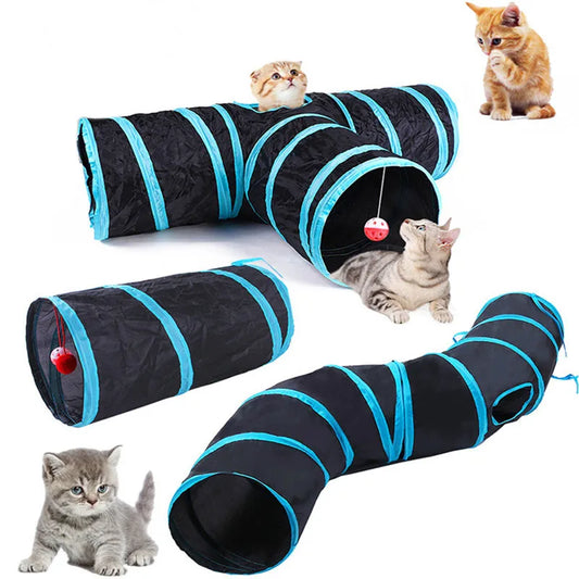 Cat Pass Play Tunnel Foldable Cat Toy Breathable Drill Barrel for Indoor loud paper