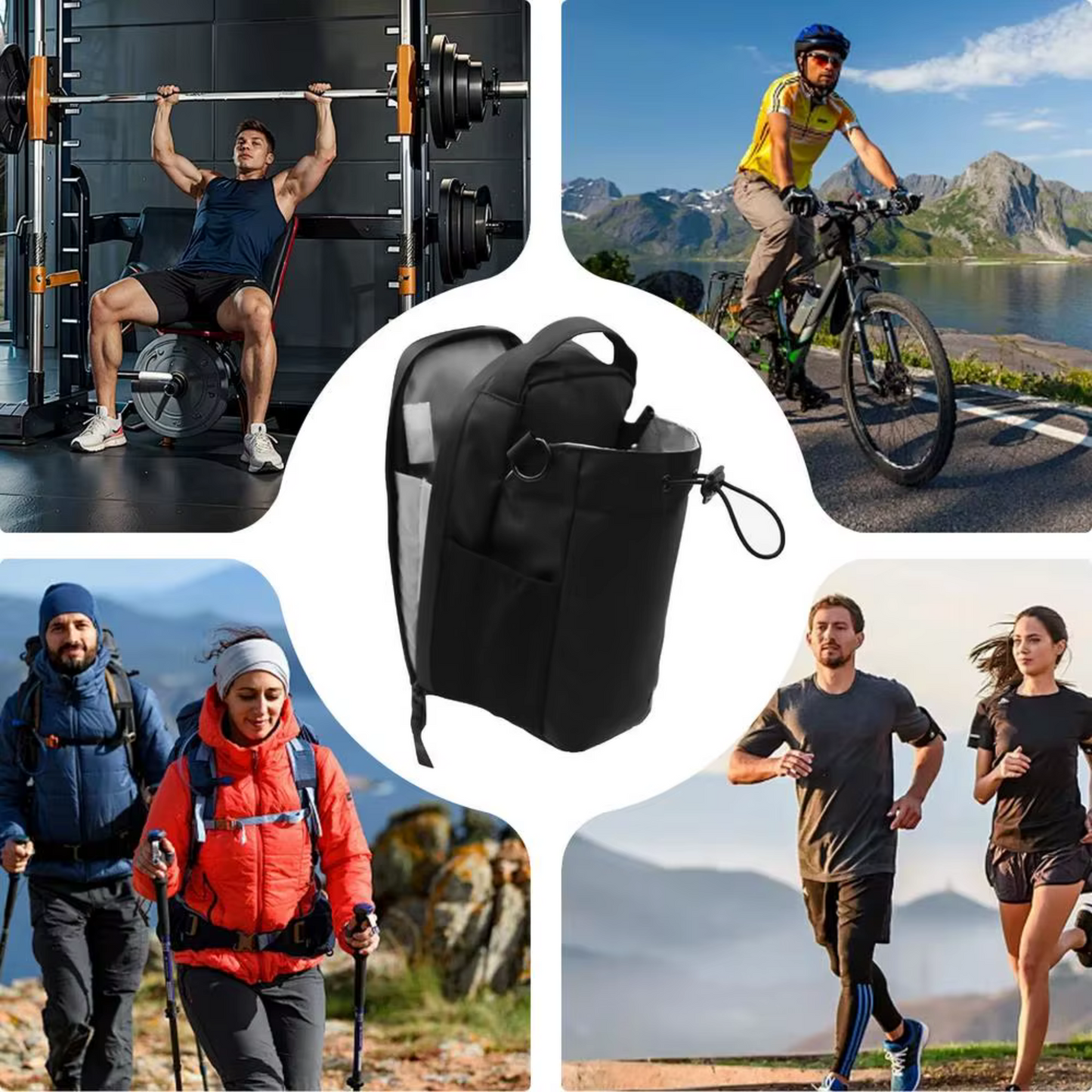 Magnetic Water Bottle Holder Gym Bag with Cell Phone Pocket Strong Magnets Storage Bag