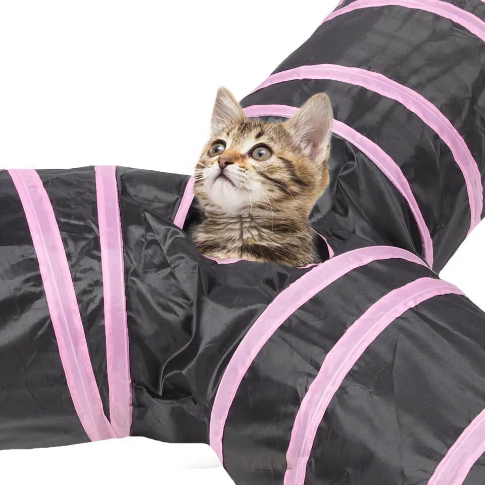 Cat Play Tunnel Foldable Pet Animal Tunnels with Crinkle Playing Toy for Cats