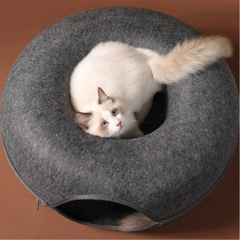 Donut Cat Bed Pet Cat Tunnel Interactive Game Toy Cat Bed Dual-use Indoo